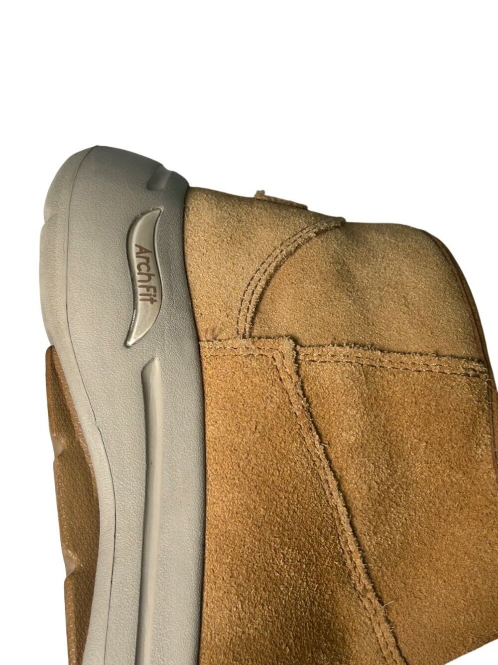 Skechers Arch Fit Go Walk Boots Women's 10 Tan Suede Slip-On Leather Faux Fur - Picture 6 of 16